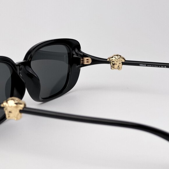 Versace Women’s Sunglasses – Black Rectangle Frame Grey | Model VE4504D GB1/87